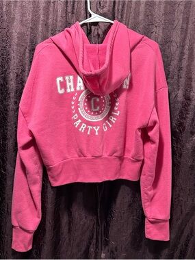 J for Justify Hot Pink Cropped Hoodie - "Party Girl" Graphic